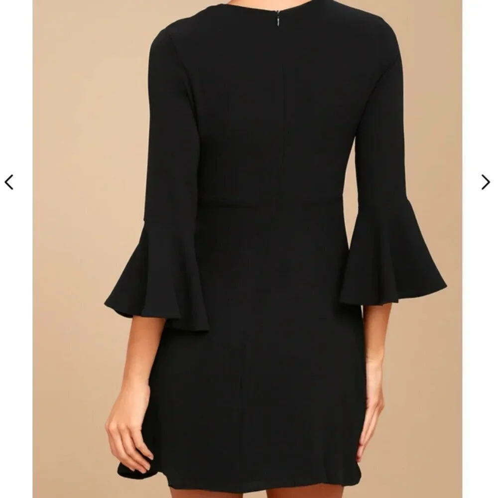 Lulus Center of Attention Black Flounce Sleeve Dress - Picture 3 of 11